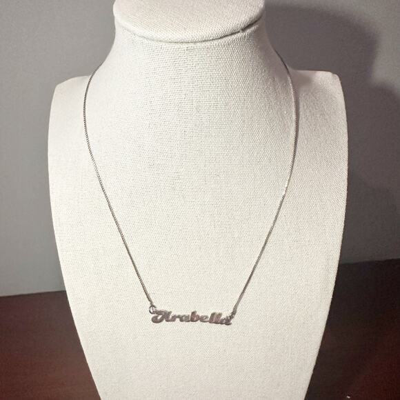 Sterling Silver Name Plate ARABELLA Chain Necklace Marked 925 - Picture 1 of 10